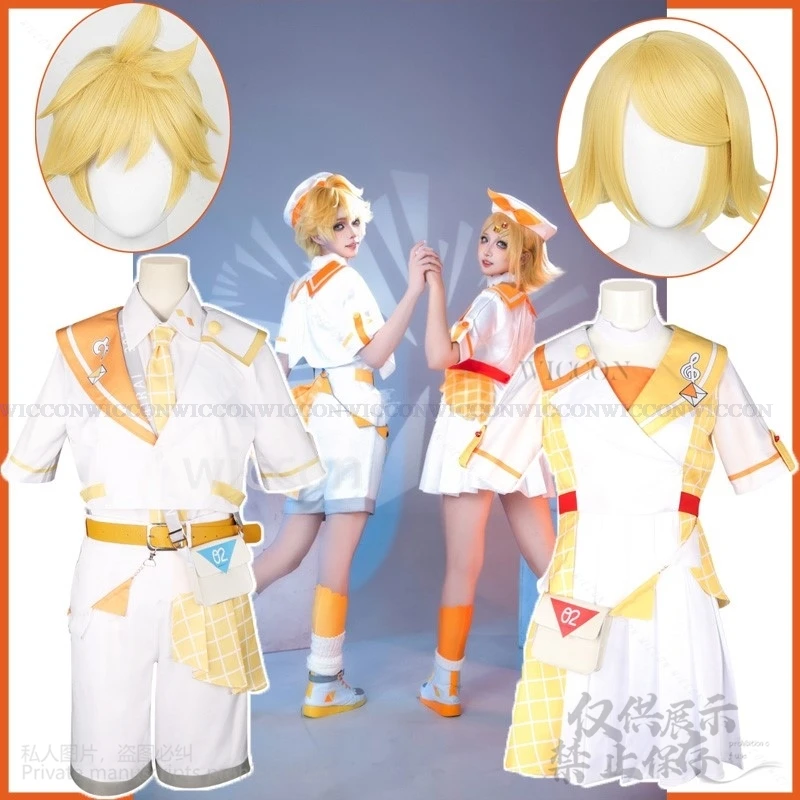 Аниме-игровой проект Sekai VS Virtual Singer Twins Ren Len косплей MAGICAL MIRAI 2024 костюм парик платье