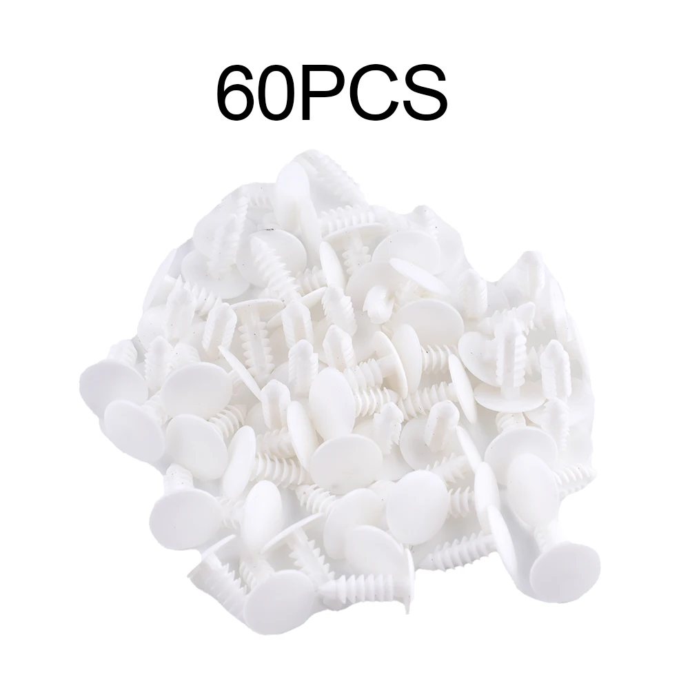 

60pcs Car Plastic Rivets Fasteners Door Trim Panel Clips Widely Application Interior Ca Clips Accessoreis White For Automotive