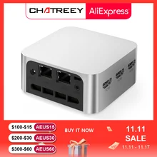 Intel Celeron N100 Chatreey T8 Pro Mini PC SSD Windows 11 Computer Dual LAN Three HDMI Firewall Server wifi 5