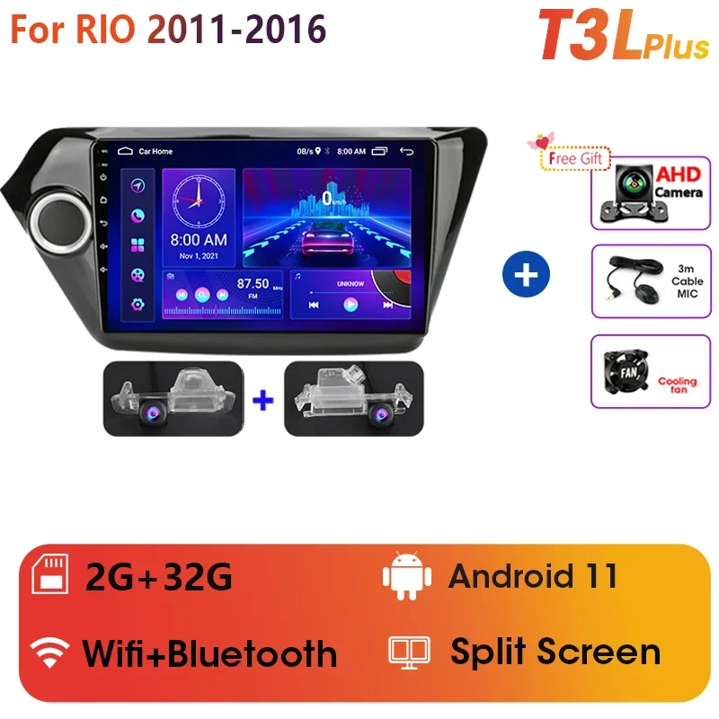 

Автомагнитола 2 Din Android 12 для Kia RIO 3 2011 2012-2016 мультимедийный видеоплеер навигация GPS Carplay Автомагнитола DVD стерео