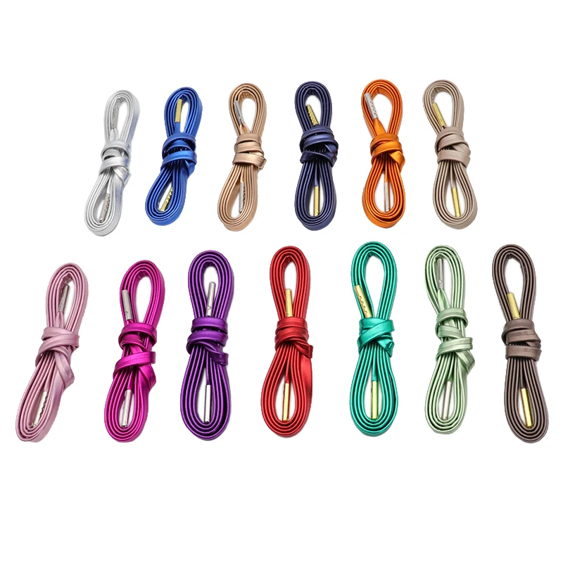 Weiou 7MM Metallic Leather Office PU Lace Nice String Flat With Metal Tips Lighten Luxurious Lacet 30 Pairs/lot Zapatillas Mujer