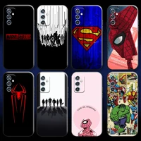 marvel avengers spider man for samsung a52 a72 4g 5g phone case coque back liquid silicon soft silicone cover black funda