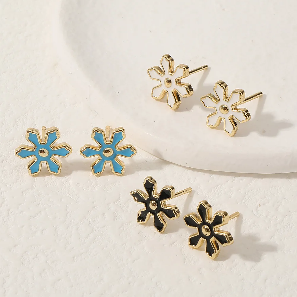 

New Women's Fashion Jewelry Enamel Snowflake Earrings Small Fresh and Sweet Temperament Earring Accessories