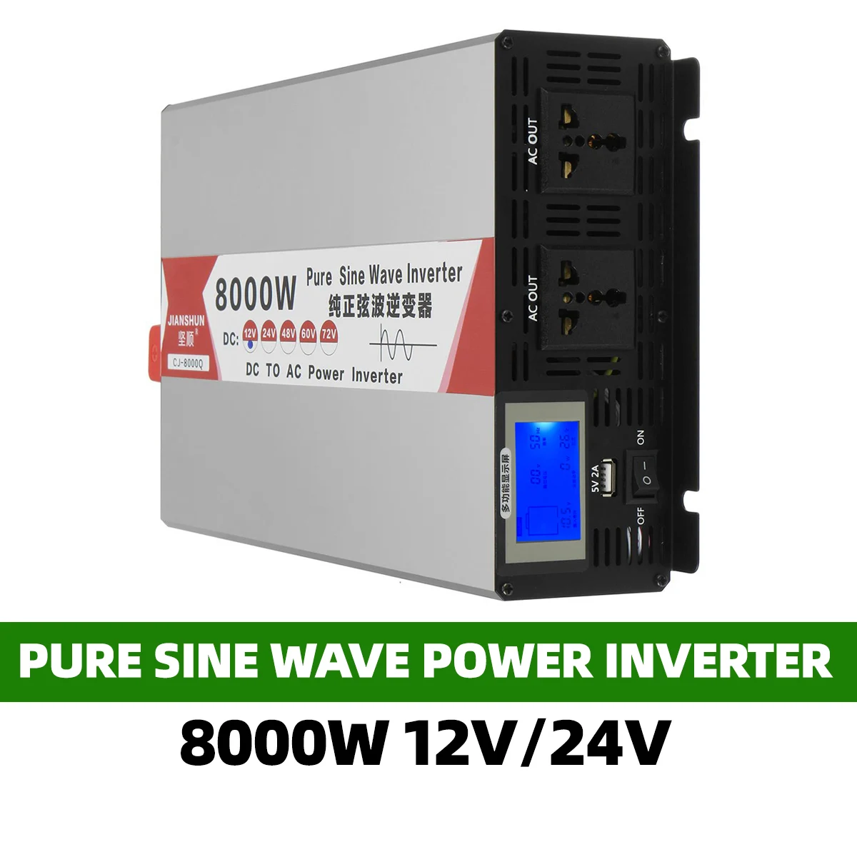 

Pure Sine Wave Inverter 8000W 6000W 5000W 4000W Voltage DC 12V 24V To AC 110V 220V Transformer Power Converter Solar Inverter