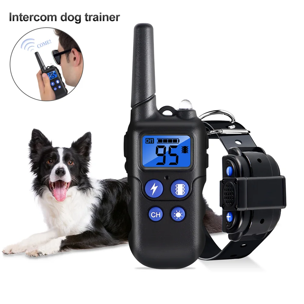 

2000m Dog Training Collar With Rechargeable Walkie-Talkie Dog Shock Vibration Beep Training Collar for Large Small Dog