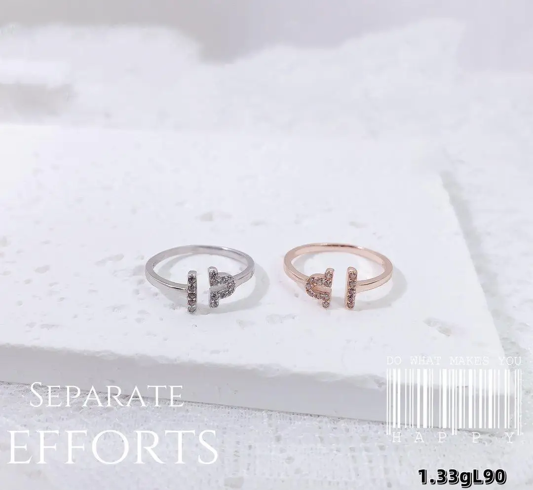 

S925 Sterling Silver Micro Set Zircon Ring Women's Ring Geometric Line Open Ring