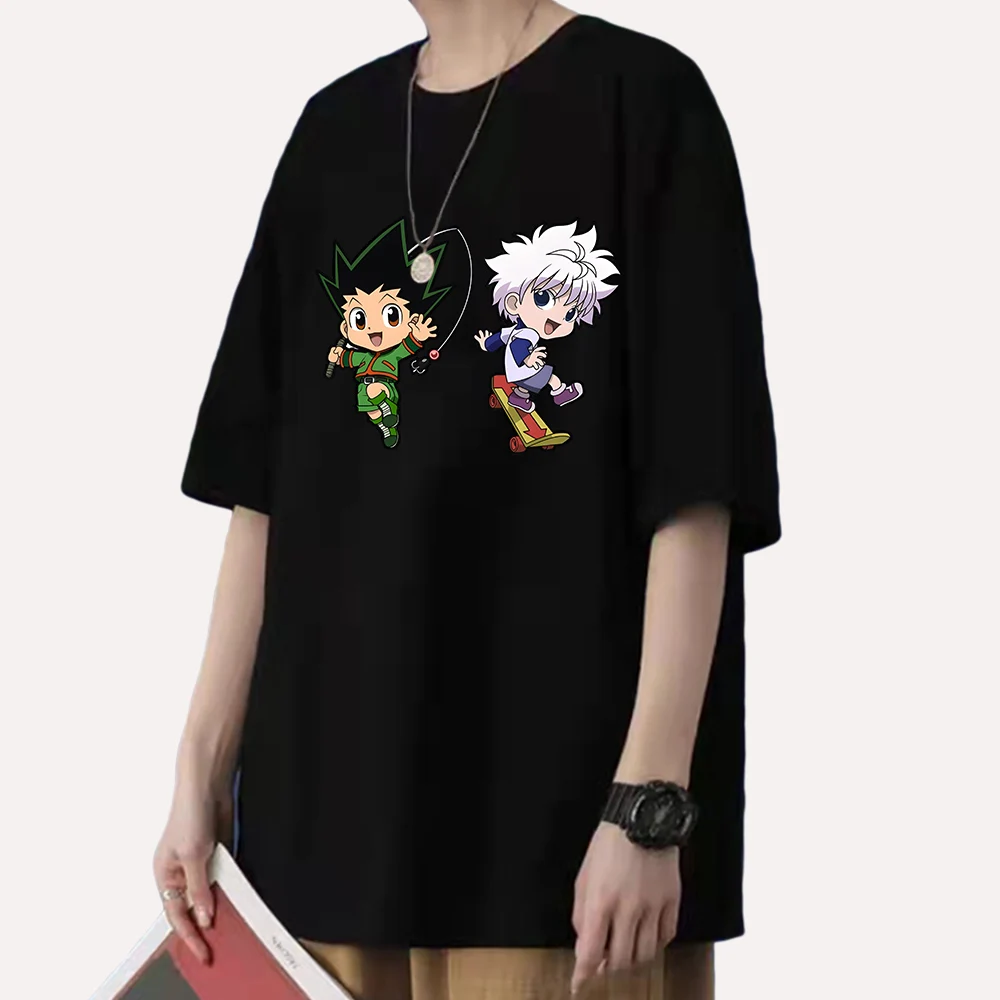 

HxH tshirt Hunter X Hunter T-shirt 100% Cotton Tees Female Cartoon Graphic Tees-shirt Gon T shirt Killua shirts Anime Print Tops