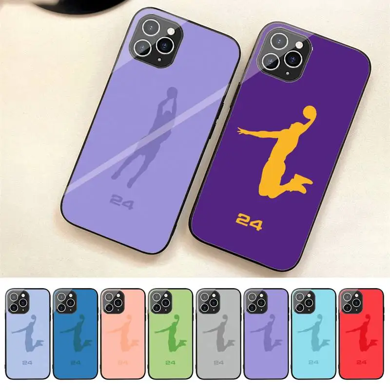 

Basketball Number 24 Phone Case For Iphone 7 8 Plus X Xr Xs 11 12 13 14 Se2020 Mini Promax Tempered Glass Fundas
