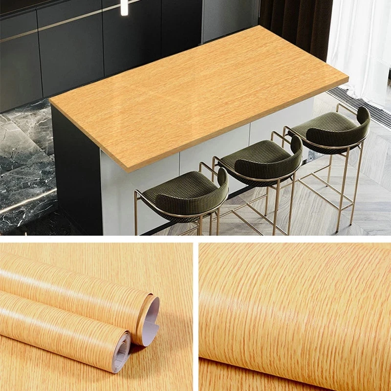 

Self Adhesive PVC Vinyl Film Wood Grain Paper for Kitchen Cabinets Tables Home Decor Waterproof Oilproof Wallpaper Door Stickers