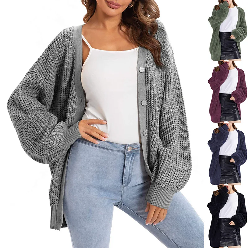 

European and American Sweaters Women's Autumn and Winter New Knitwear Single breasted Loose Cardigan Women's Wear
