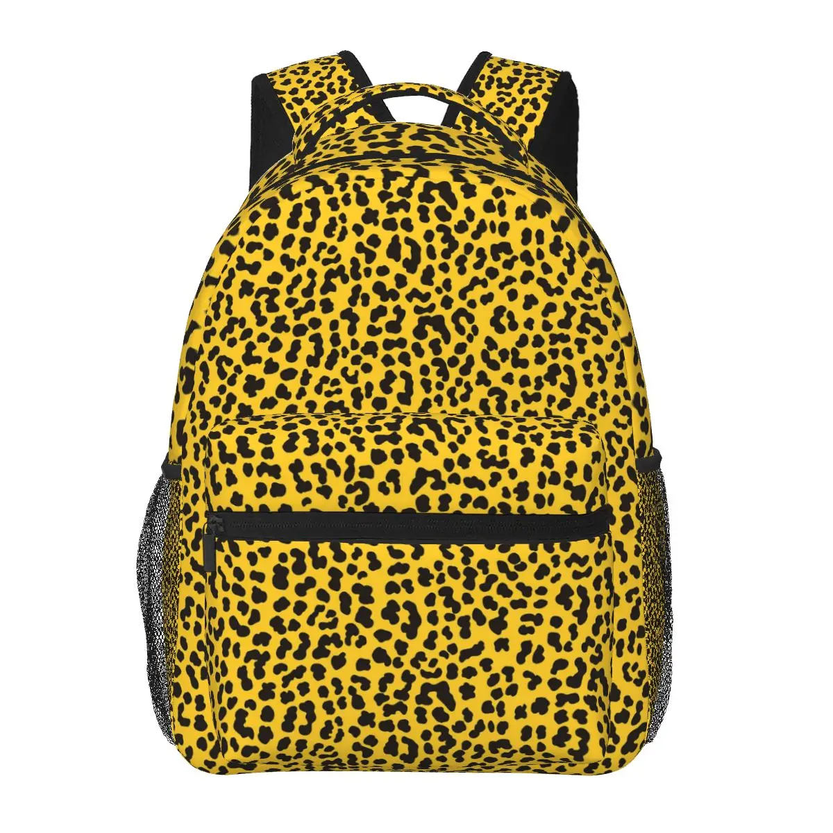 

Yellow Leopard Print Backpack Student Vintage 80s Style Breathable Backpacks Polyester Modern School Bags Day Designer Rucksack
