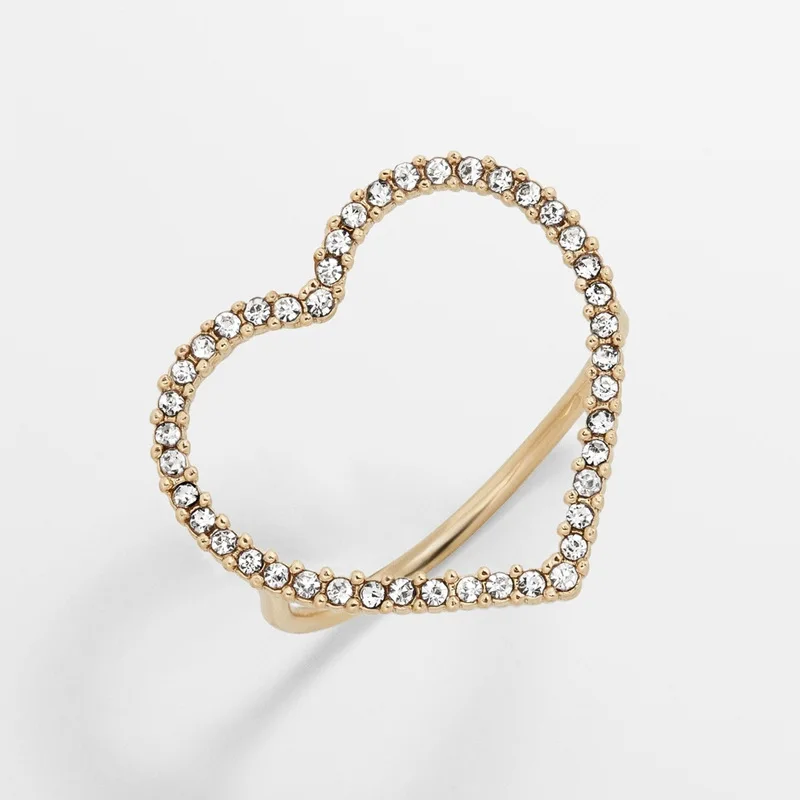 

Fashion Simple Gold Color Big Heart Rings 2022 Trend Rings for Women Couple Ring Gift Punk Inlaid Zircon Jewelry