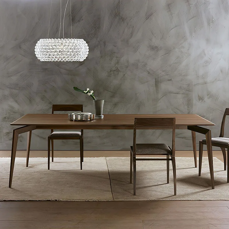 

Black walnut table Nordic full solid wood table chair Italian minimalist restaurant rock slab solid wood