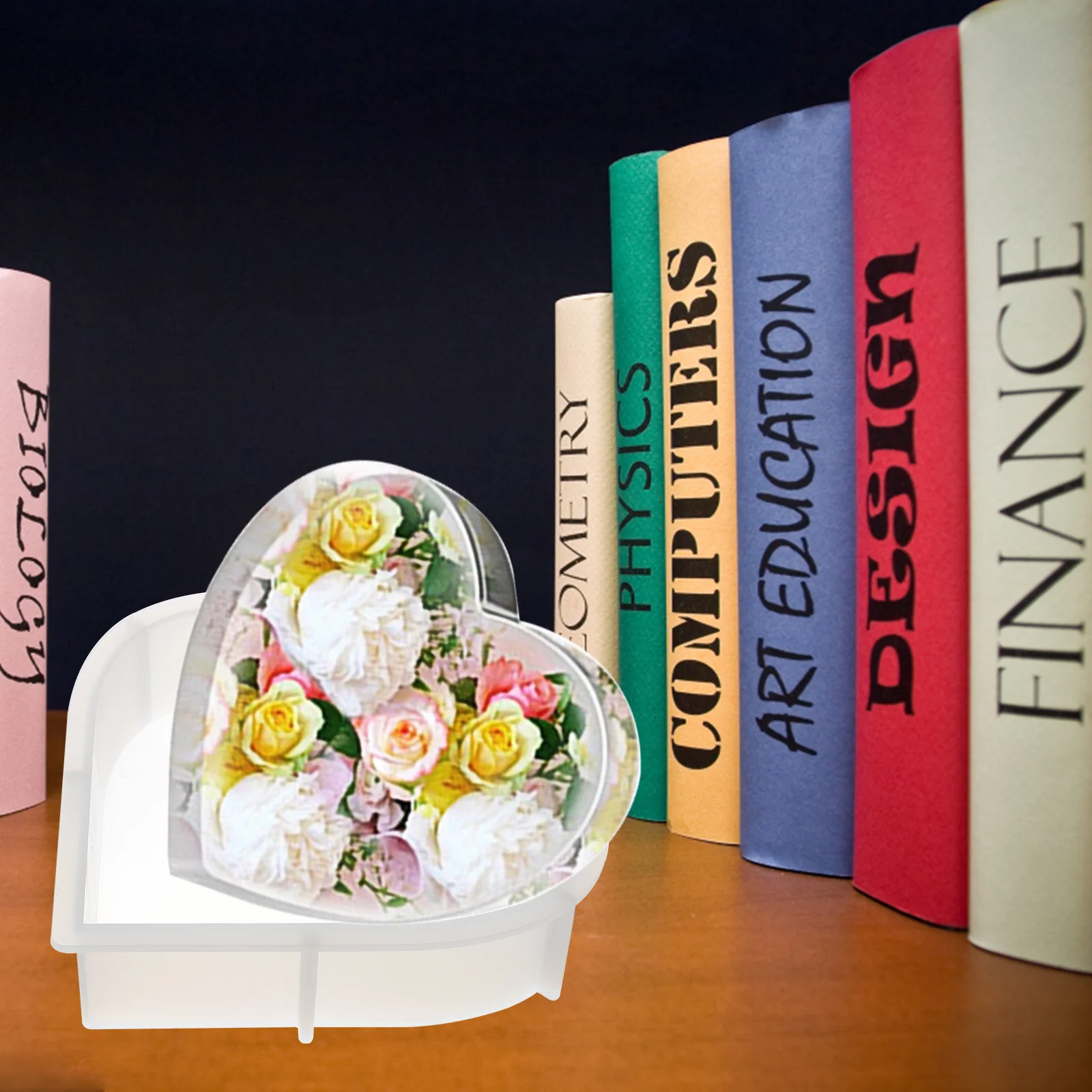 

Resin Mold Heart Molds Silicone Epoxy Casting Bookends Bookend Diy Flower Cake 3D Crystal Shaped Large Memorial Flowers