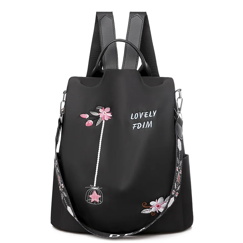 

Aesthetic Embroidery Backpacks For Women Anti-theft Backpack Female Large Capacity Travel Bag Lovely Flower Girls School Bag