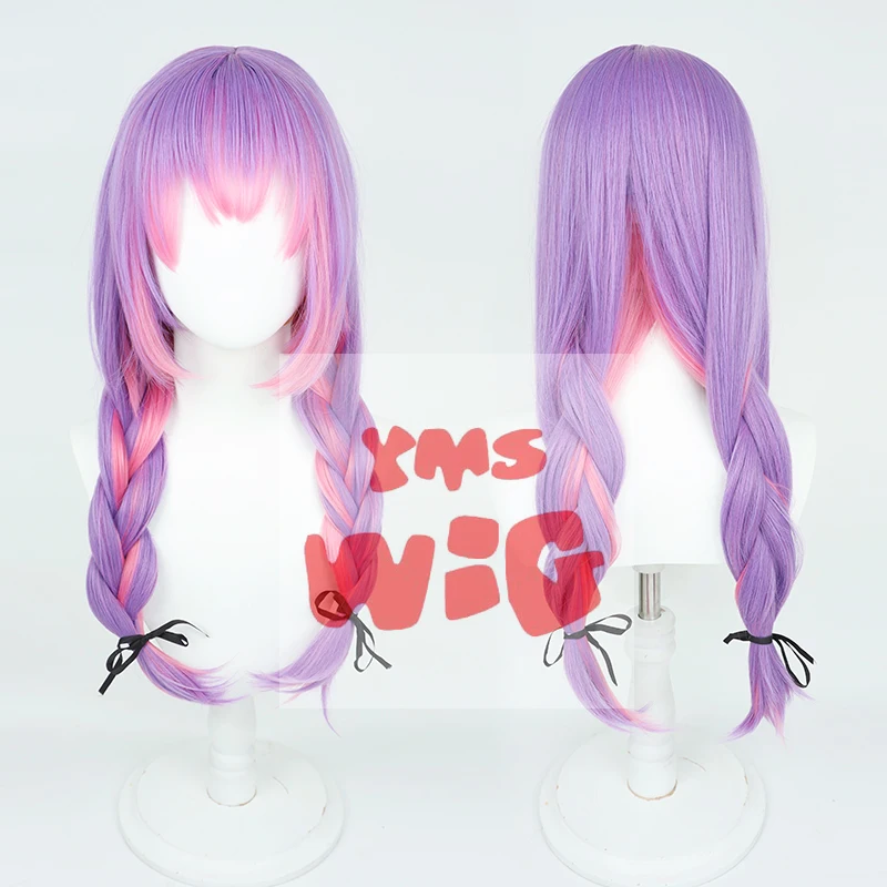 Hololive Vtuber Tokoyami Towa Косплей Парик 60 см Длинные Розовые Плетеные Термостойкие