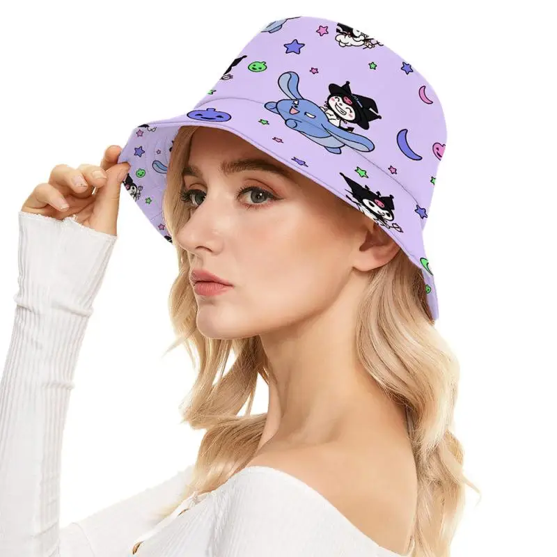 

Sanrios аниме Kawaii Cinnamoroll My Melody Kuromi Hello Kitty Рыбацкая шляпа летняя мультяшная Повседневная универсальная шляпа от солнца с большими полями