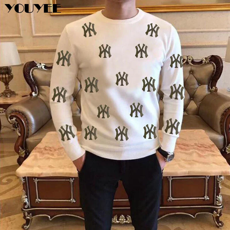 

Men Sweater Casual Fashion Hot Diamond Personalized Design Slim Handsome High-quality Male Pullover Men's clothing Winter