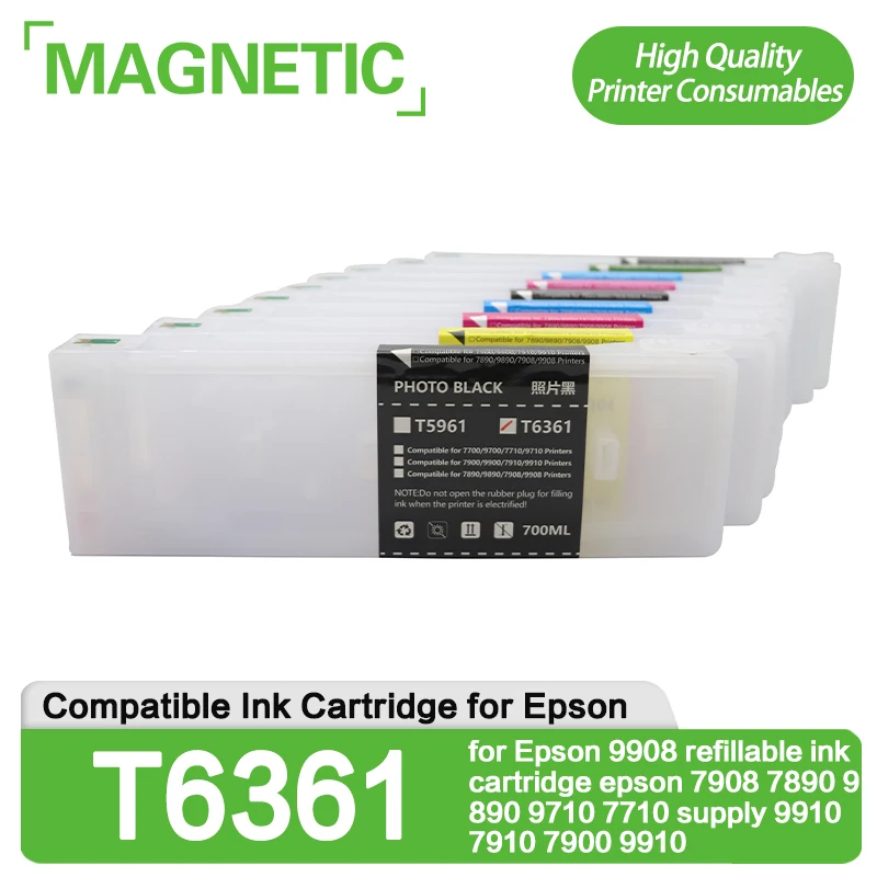 

NEW T6361-T6369 T636A T636B for Epson 9908 refillable ink cartridge epson 7908 7890 9890 9710 7710 supply 9910 7910 7900 9910