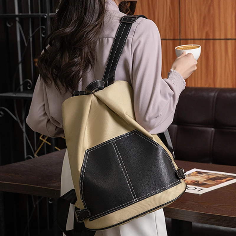 

2022 NEW Casual Women Backpack Anti-theft School Backpacks for Teenager Girls Travel Backpack Vintage Nylon Solid Shoulder Bags