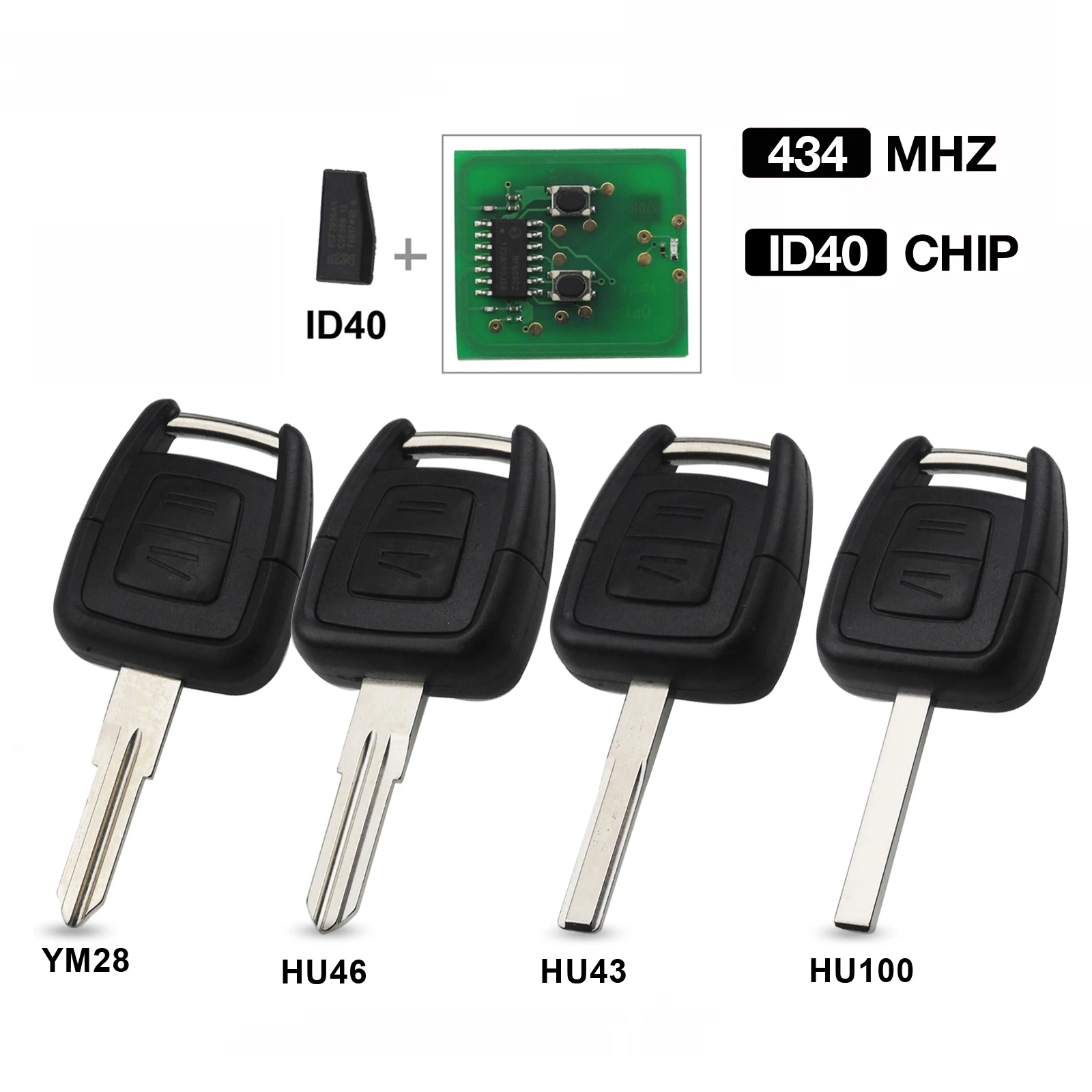jingyuqin 2 BTN 433Mhz ID40 Chip Remote Key For Opel Vauxhall Vectra Zafira OP1 24424723 With HU43 HU100 YM28 HU46 Blank Blade