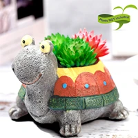 creative turtle succulent flower pot mini funny resin plant pot cartoon bonsai planter pot home office desktop table ornament