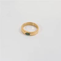 joolim high end gold pvd waterproof horse eye green zircon rings for women stainless steel jewelry wholesale
