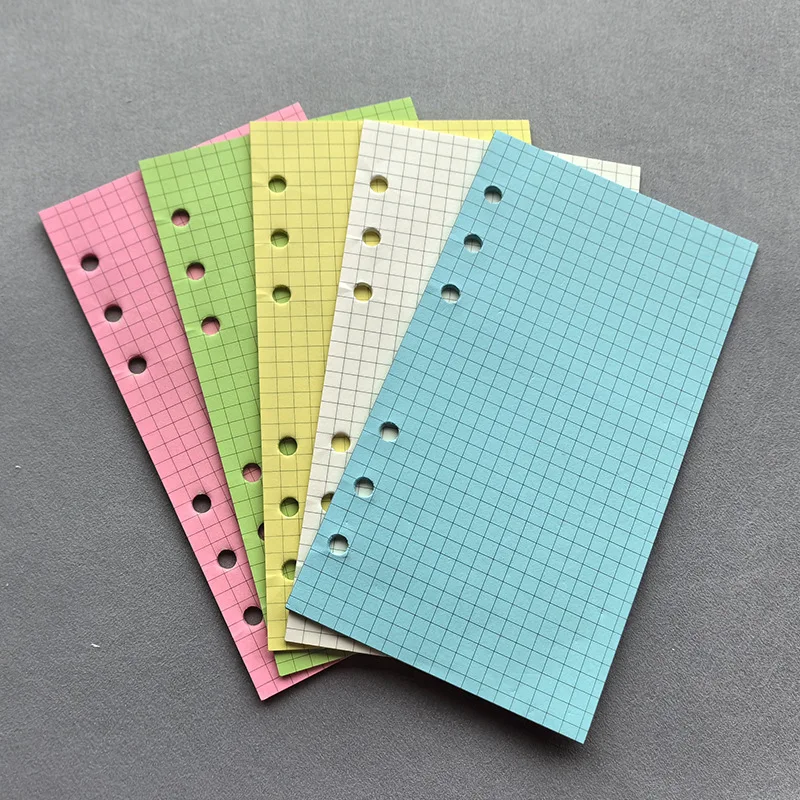 

50 листов A6, красочная сетка, сменный блокнот с вкладышами, спиральная переплет, внутренняя страница, линия, пустая сетка для рукоделия, внутренняя бумага, канцелярские принадлежности