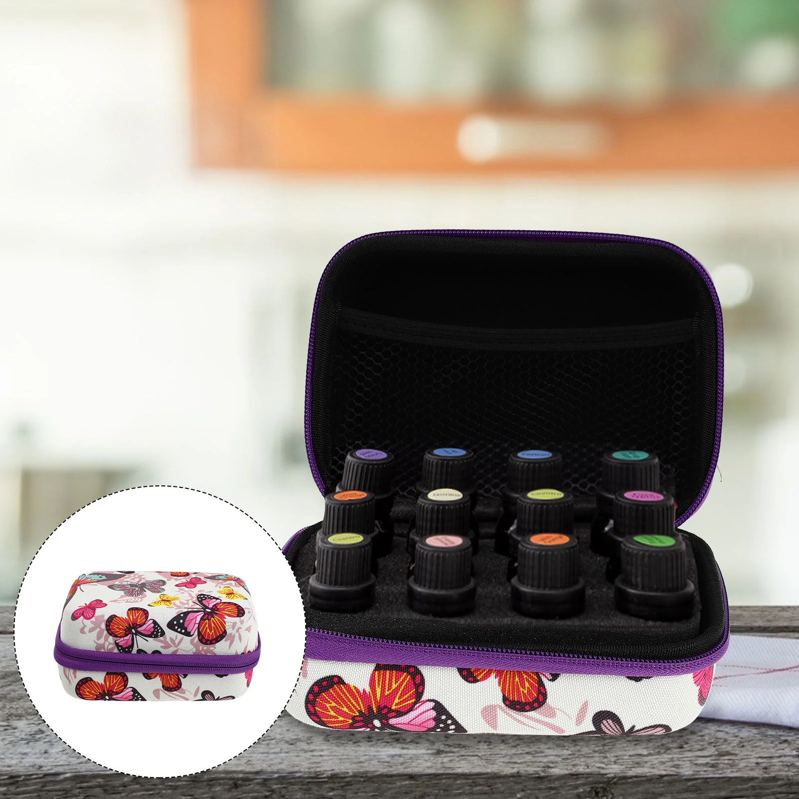 

Travel Bag Perfume Bottle Potable Essential Oil Holder Storage Box Portable Carrying Purple 600d Oxford Cloth