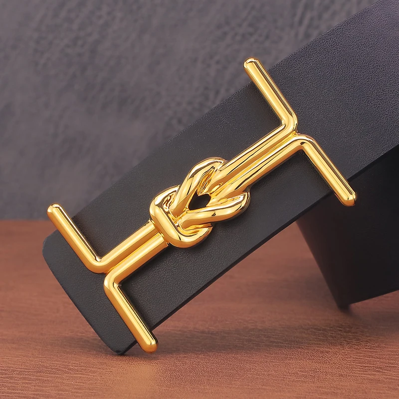 High Quality Designer Jeans Casual Belt Fancy Letter Slide Buckle Luxury Strap Genuine Leather Men Belt Black 3.8cm Wide Belt