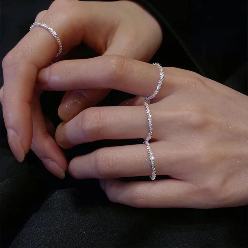 

Fashion Sparkling Ring Korean Style Shimmering Simple Joint Rings for Women Wedding Party Shinny Jewelry Accessories Gifts