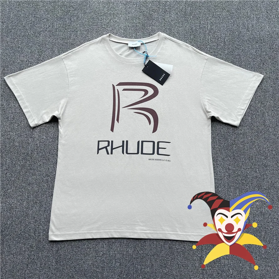 

Apricot R Logo Rhude T Shirt Men Women 1:1 High Quality Vintage Rhude T-shirt Slightly Oversize Tops Tee