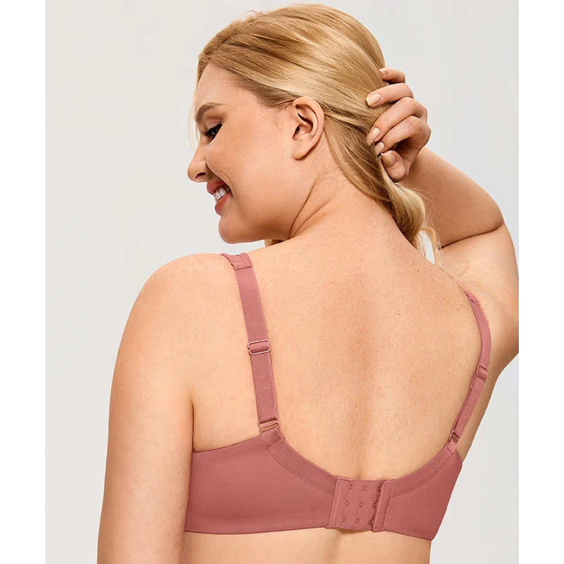 Women's Smooth Full Coverage Bra Lightly Padded Underwire Balconette T-Shirt Bra Plus Size DD E F G