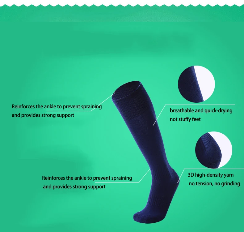 Men's Stockings Outdoor Solid Color Football Socks Padded Towel Bottom Outdoor Sports Socks