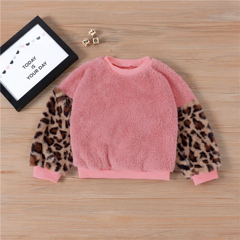 

Kid's Girl Coat Children's Clothing From 2 To7 Years Autumn and Winter Color Splicing Leisure Wool Coat Coral Velvet Warm Hoodie