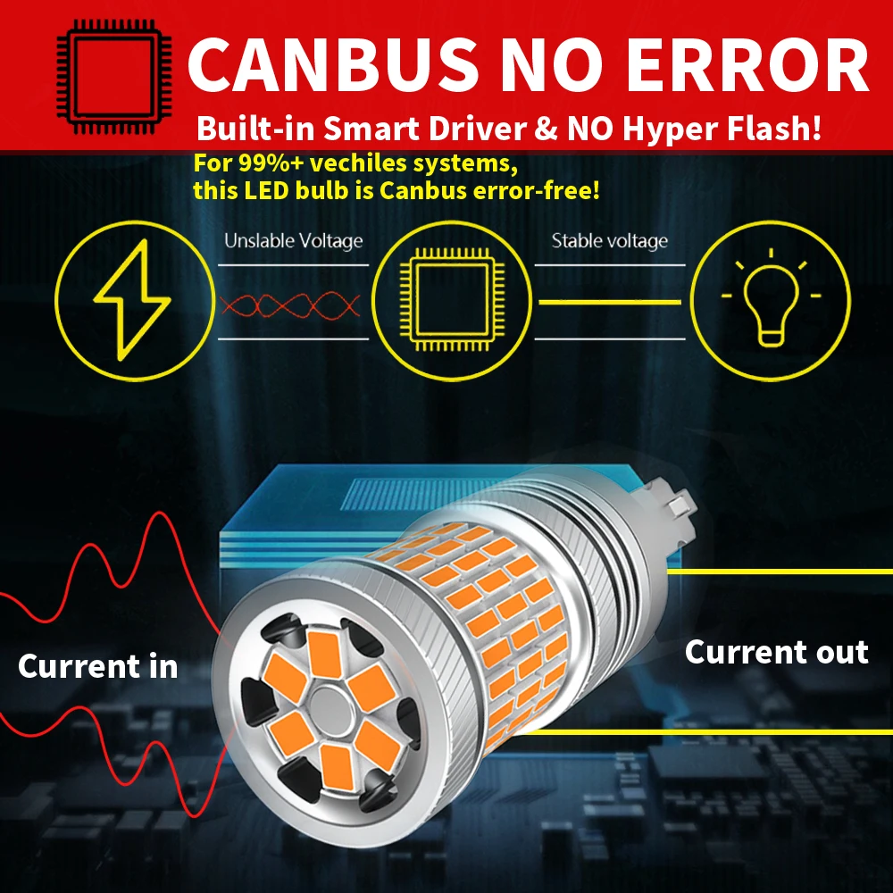 2 шт. T25 3156 P27W PY27W 3757 светодиодный светильник Canbus No Hyper Flash лампа указателя поворота