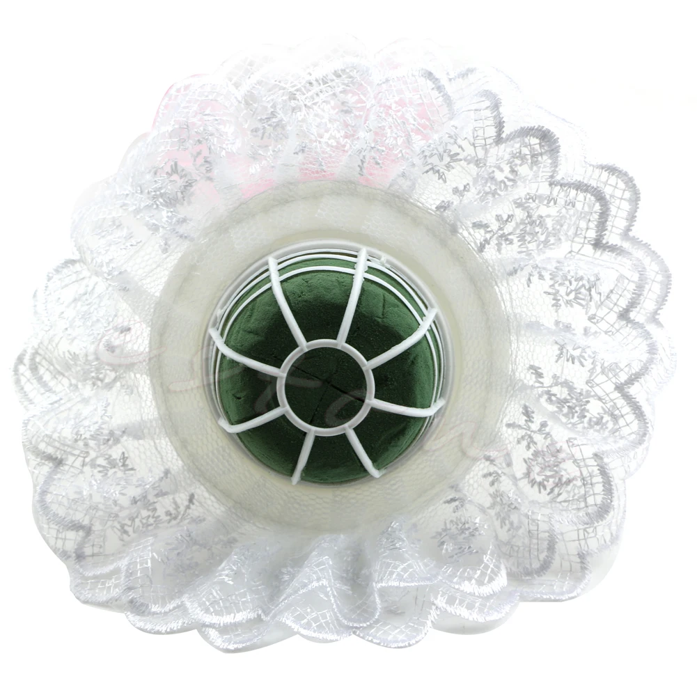 

Новинка, 1 комплект свадебных цветов для невесты, цветочный держатель с кружевным воротником