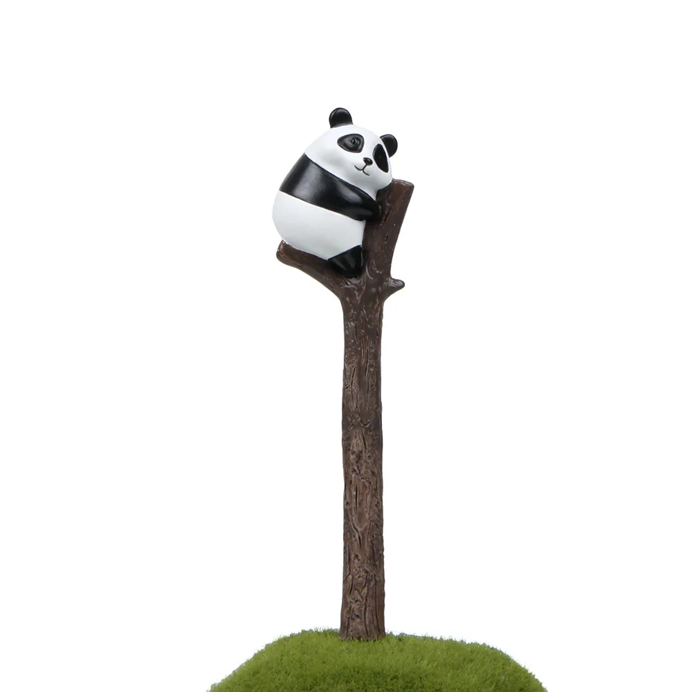 

New Cute Animal Mini Figures Pandas Lying on Branches Potted Plants Dollhouse Fairy Garden Ornament Decor Toys for Kids Gifts