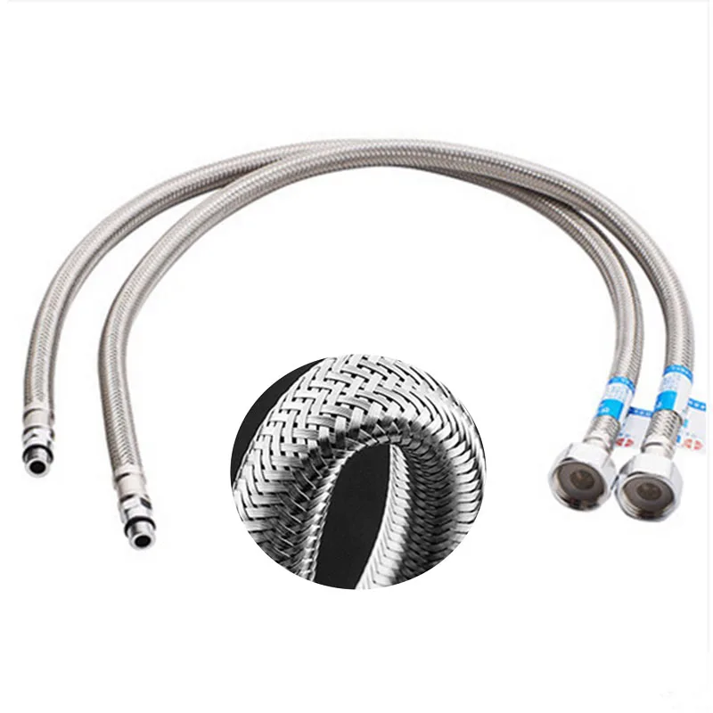 

G1/2 M10*1 304 Stainless Steel Braided MIX Cold Hot Water Hose Kitchen Bathroom Faucet Tube Flexible Plumbing Braided Rubber K5