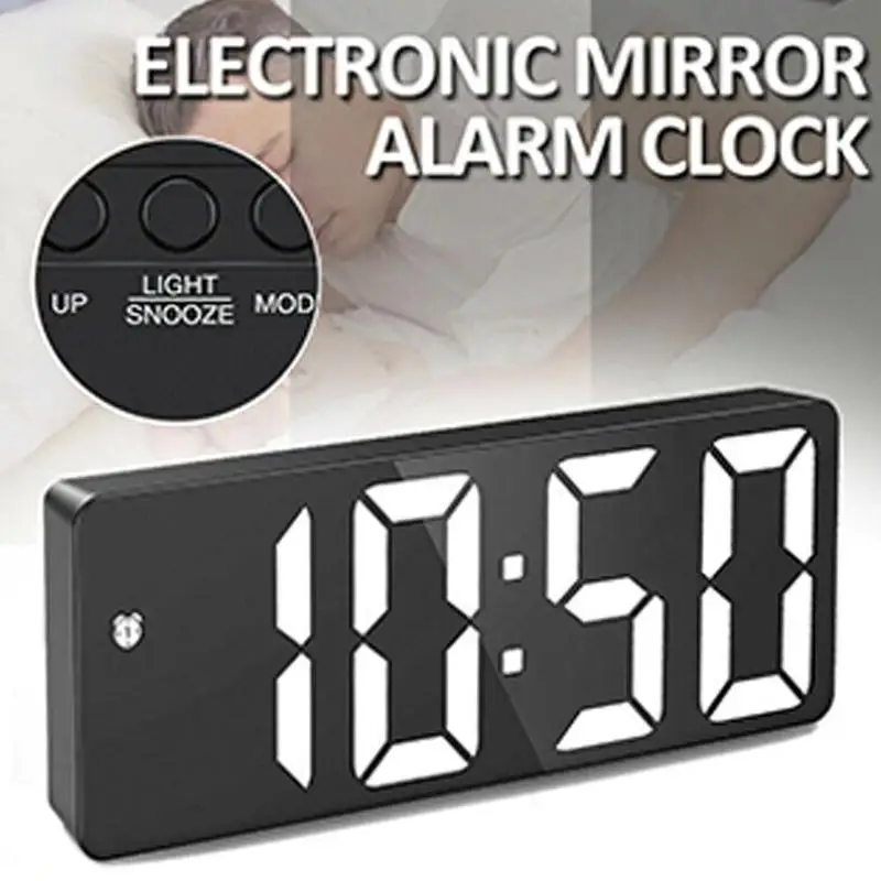 

Светодиодный прикроватный цифровой зеркальный Будильник Повтор сигнала настольная функция Настольный будильник электронные часы Usb часы ...