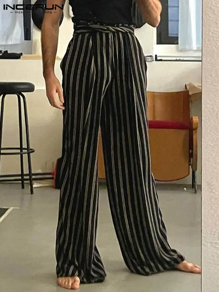 

Handsome Well Fitting New Men Trousers Loose Comfortable Pants INCERUN 2022 Stylish Male Hot Sale Striped Bottom Pantalons S-5XL