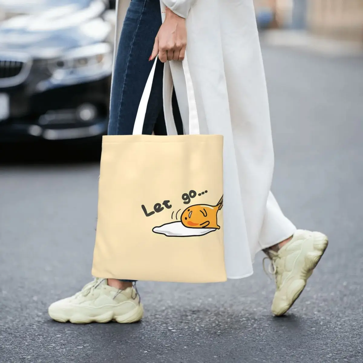 Холщовая большая сумка Gudetama с палочками для еды эстетичная модная большой