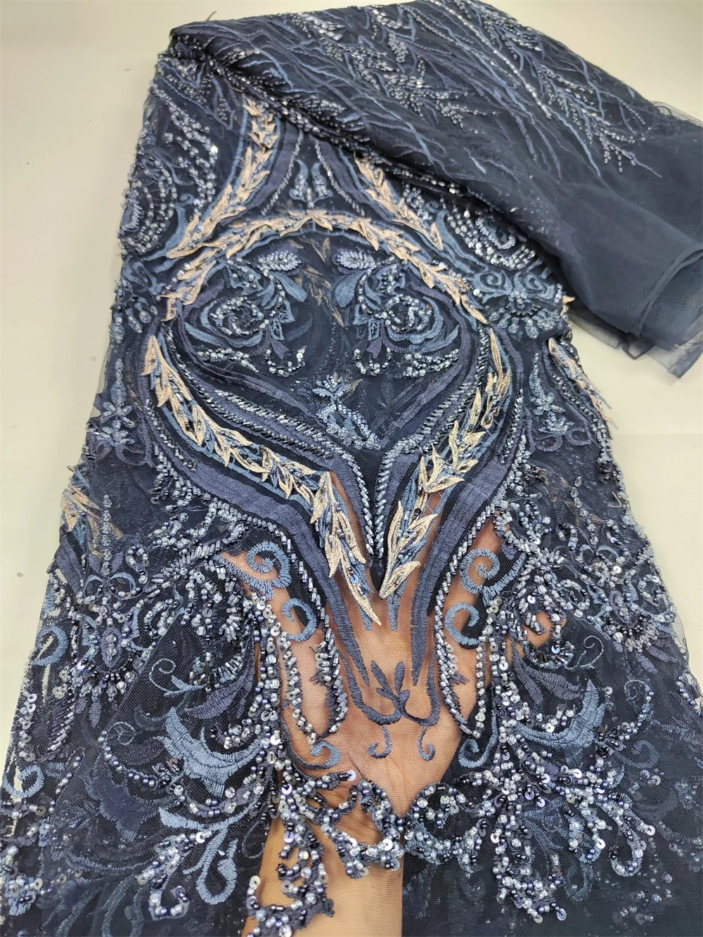 Нигерийский Тюль с вышивкой блестками кружевная ткань бусины Выпускные Платья