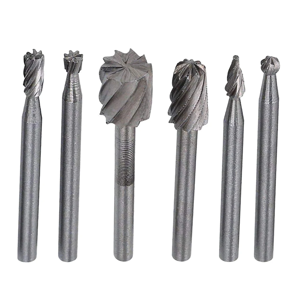 

6pcs HSS Drill Bits Tools 3mm Steel Carbide Burr Cutter Rotary Tool Burr Double Diamond Cut Rotary Polishing Tools