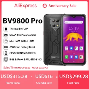 Imported Blackview BV9800 Pro Global First Thermal imaging Smartphone Helio P70 Android 9.0 6GB+128GB Waterpr