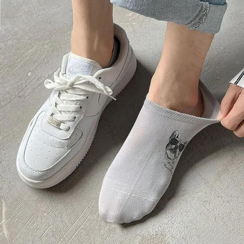 

Short Thin Cartoon Ankle Socks Shallow Mouth Dog Printed Men Boat Socks Sports Socks Invisible Socks Men Socks Slippers