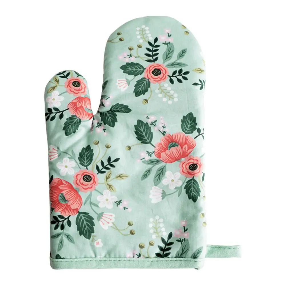 1pcs Cute Floral Pattern Oven Mitts Cotton Heat Resistant Insulation Kitchen Microwave Glove Pot Holder Oven Mitts Baking Gloves images - 6