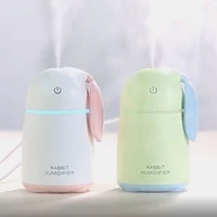 cute rabbit humidifier 170ml ultrasonic car air humidifier mini usb aroma diffuser with 7 color led light and waterless shut off