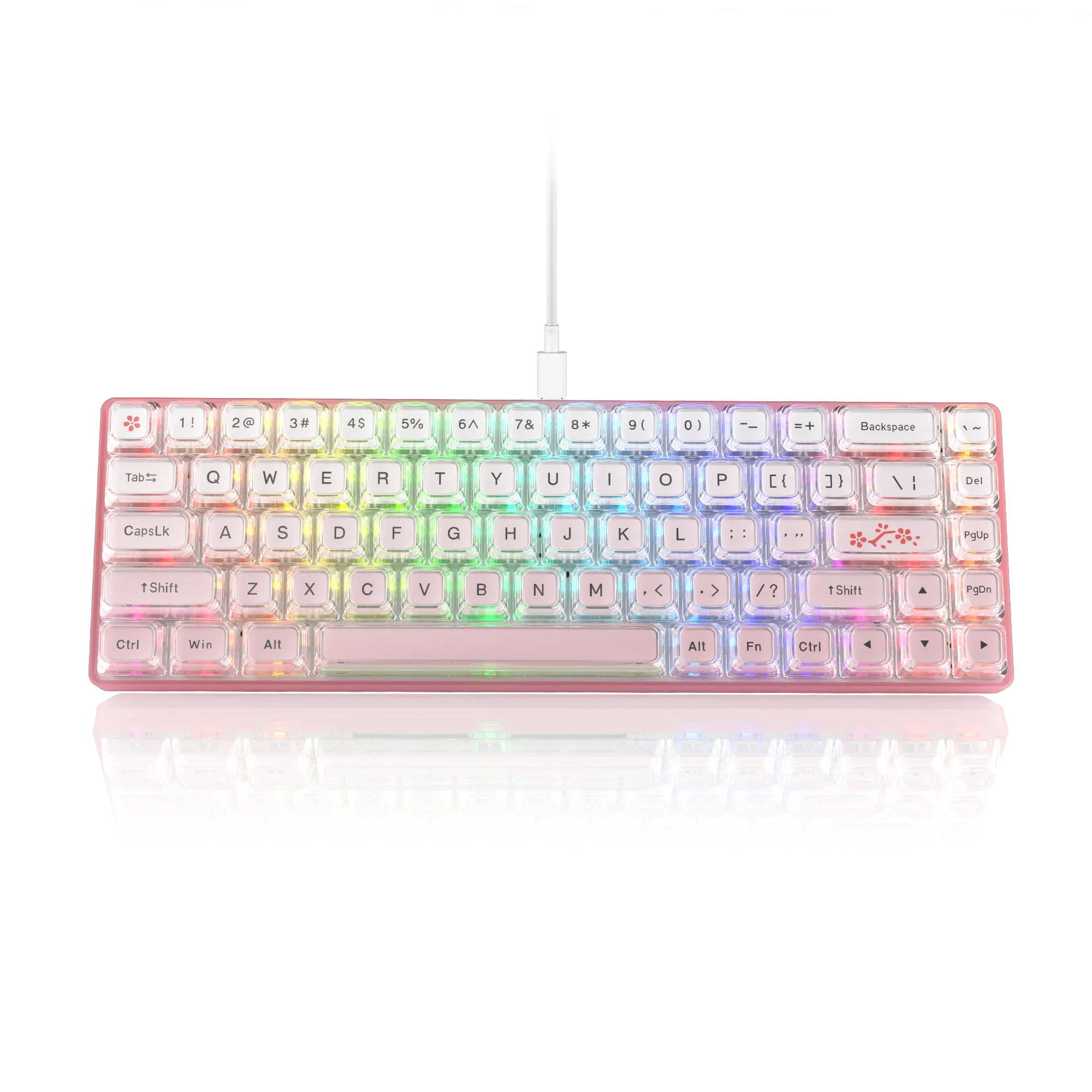 Клавиатура Womier WK68 60% популярная клавиатура розовая RGB проводка игровая