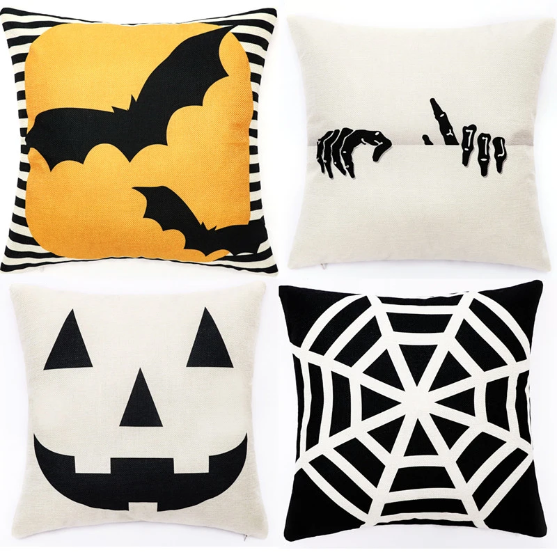 

Наволочки на диванные подушки на Хэллоуин, льняные Квадратные наволочки для дивана, кровати, дома, улицы, украшения для автомобиля